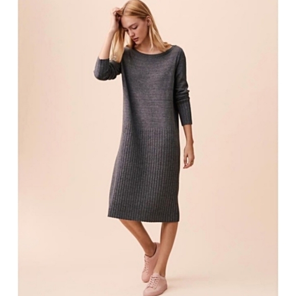 Lou & Grey Speckled Hi-Rib Sweater Dress - Small - Picture 2 of 11